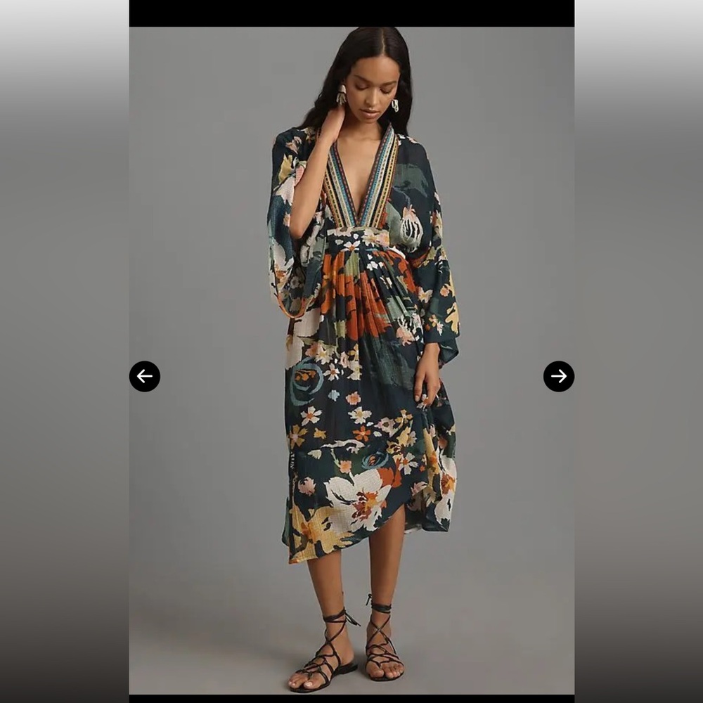Conditions Apply, Floral (kaftan) dress Blue One Size NWT